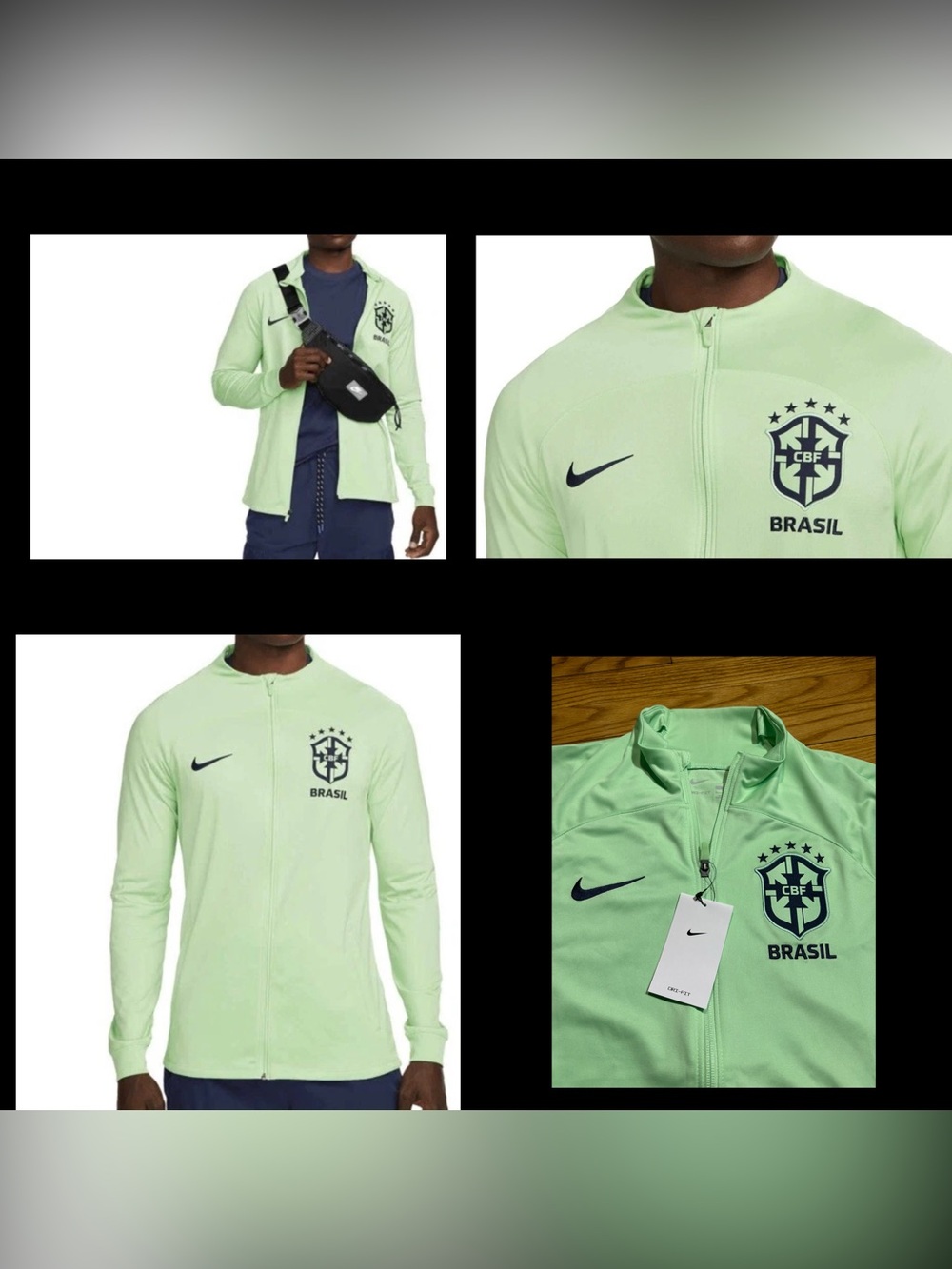 BRASIL Strike Nike Dri-FIT Knit Soccer Track Jacket Mens Green Sz NEW!!